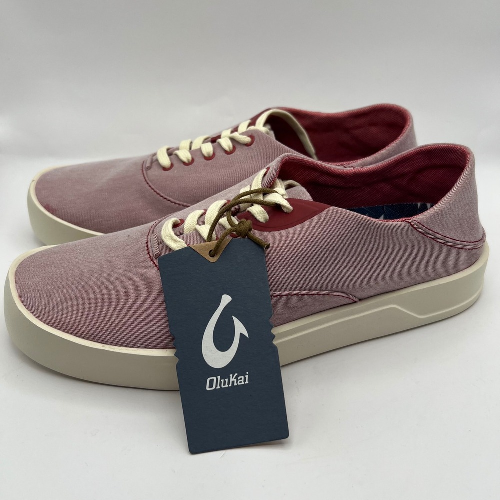 OluKai Tradewind Mens 9 Red Lava Canvas Slip On Sneakers 10533-7U7U NWT beach